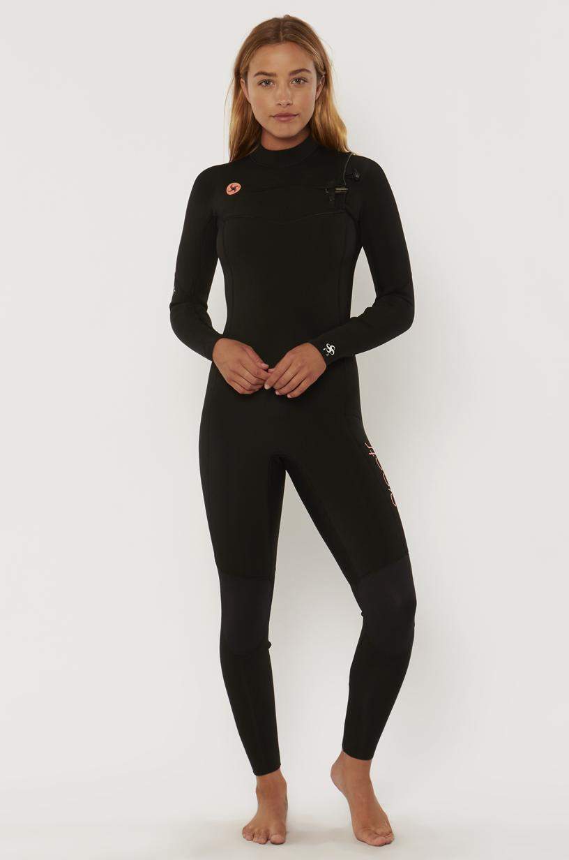 Sisstrevolution 7 seas 4/3 chest zip wetsuit - strong black UK10 / strong black