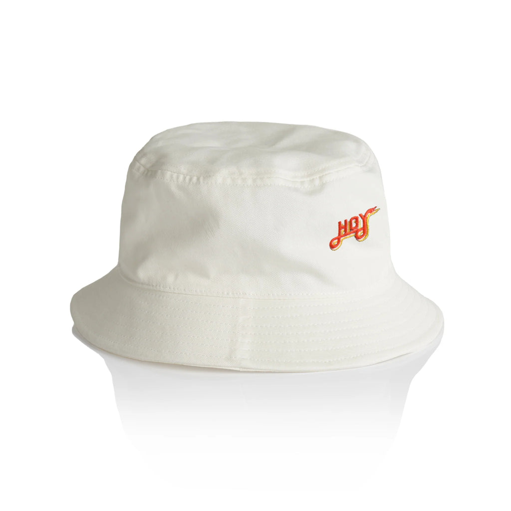 Hoy Classics Embroidered Bucket Hat - White / Sunrise
