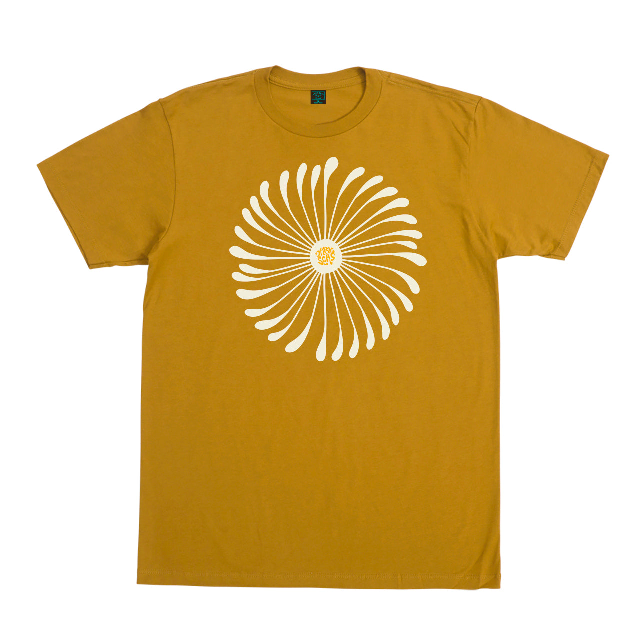Dark Seas Flower Field Organic T-shirt - Old Gold