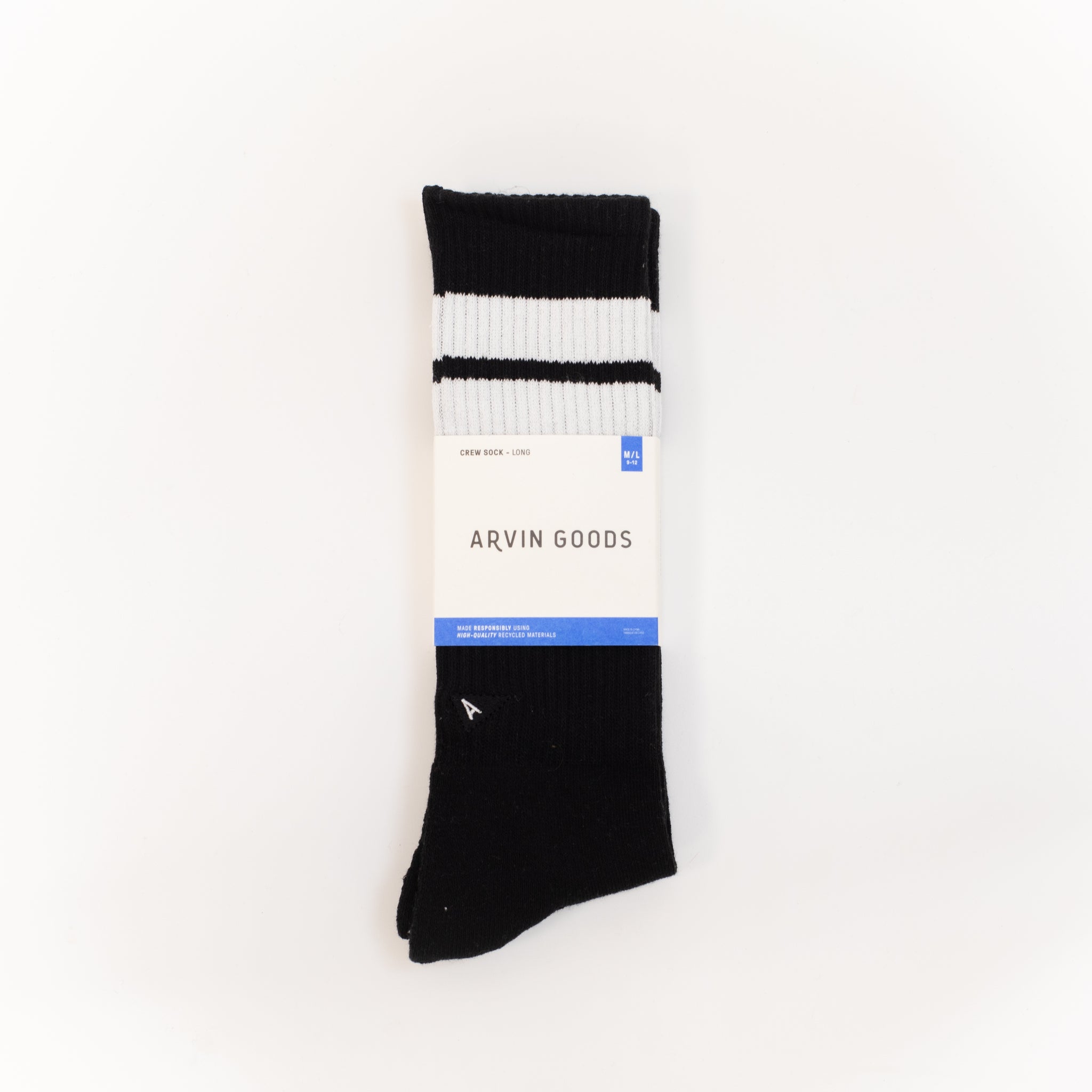 Arvin Goods Crew Sock Long - Black Noir - Last Pair