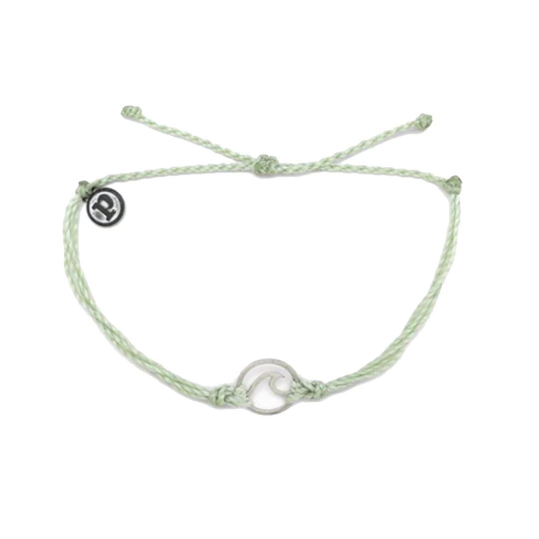Pura Vida Silver Wave Charm Bracelet - Minty Green